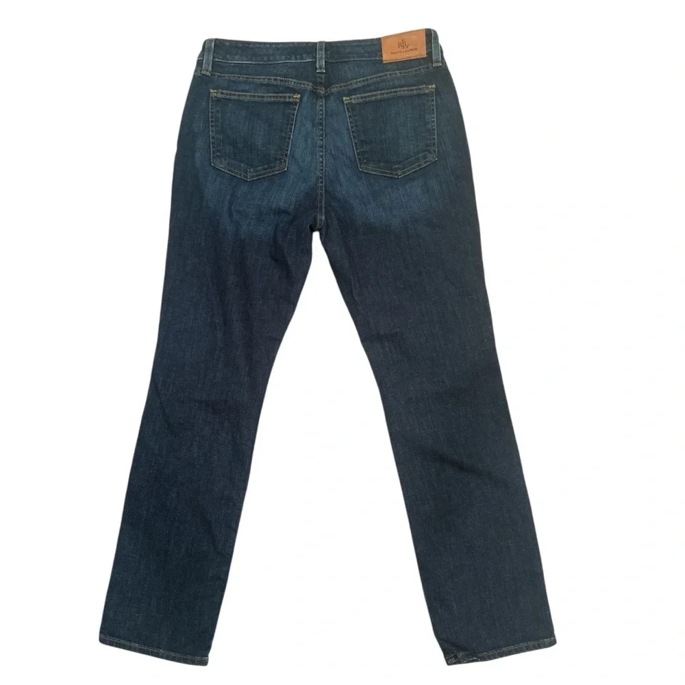 Lauren Ralph Lauren Blue Straight Leg Jeans Dark Wash 10 Petite Minimalist - Picture 3 of 11